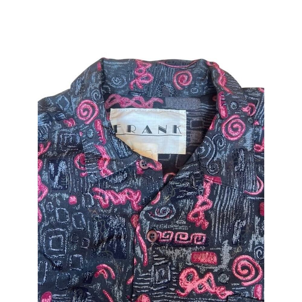 Frank Men's Vintage 80s Shirt Button Up Neon Funky Floral Size Small - Picture 5 of 8